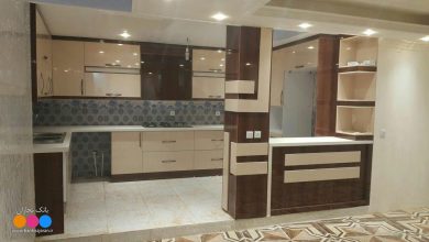 کابینت هایگلاس طرح چوب راش