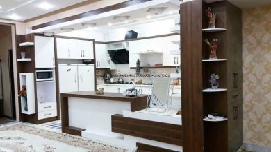 کابینت حجمی قهوه ای سفید هایگلاس