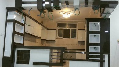 کابینت حجمی سفید شکلاتی های گلاس