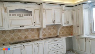 مدل کابینت ممبران سفید و طلائی