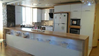 کابینت مدرن طرح چوب روشن