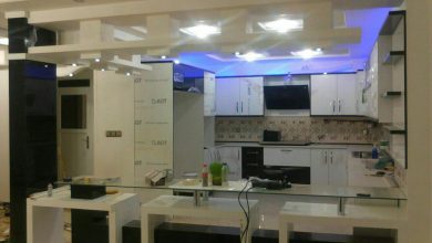 کابینت مدرن سفید و مشکی های گلاس